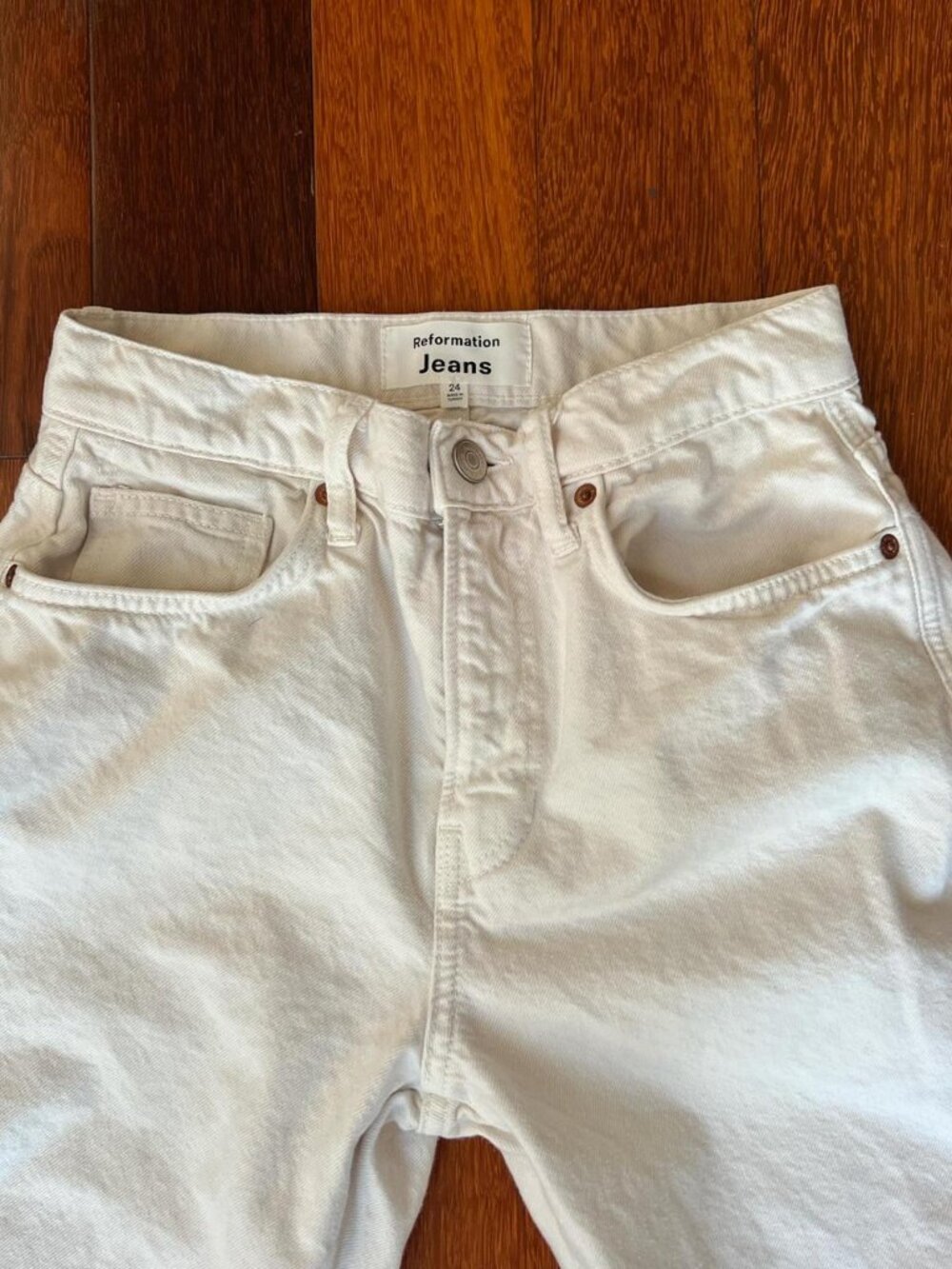 Reformation Val 90s Mid Rise Straight Jeans Fior Di Latte 24 - Picture 3 of 6